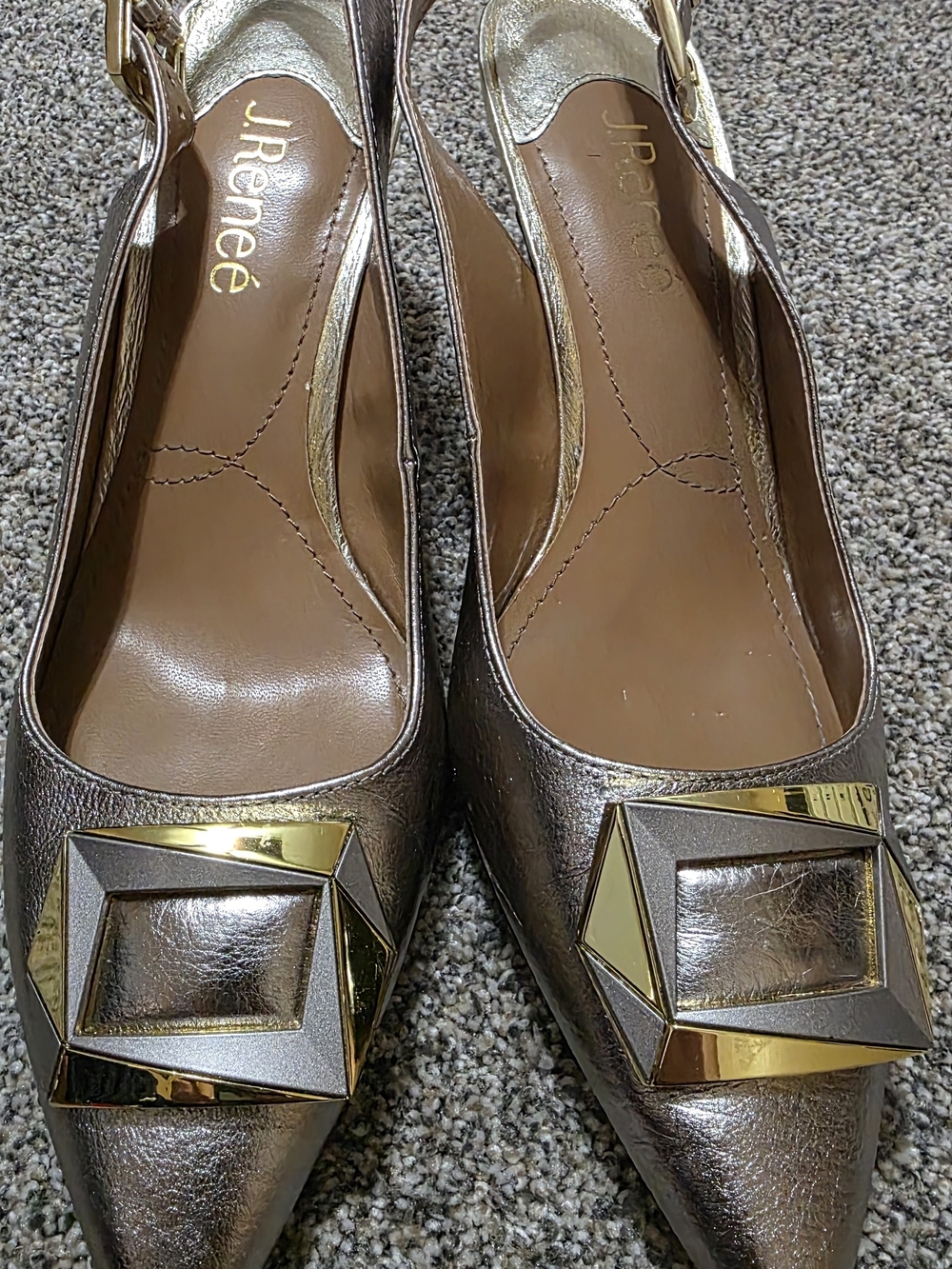 J.Renee Metallic Gold Slingback Pointed Toe Flats